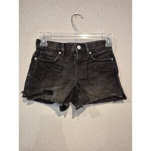 Old Navy Girl's Size 8 High-Rise Adjustable Waist Distressed Denim Shorts Black